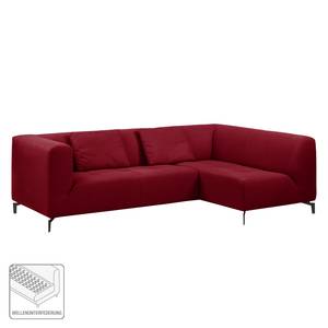 Ecksofa Rosewood Webstoff Kirschrot - Ottomane davorstehend rechts - Mit Hocker