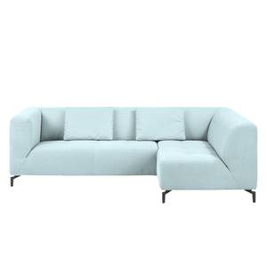 Canapé d'angle Rosewood Tissu - Bleu pastel - Méridienne longue à droite (vue de face) - Avec repose-pieds