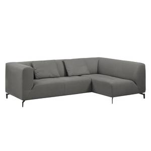 Ecksofa Rosewood Webstoff Rauchgrau - Ottomane davorstehend rechts - Mit Hocker