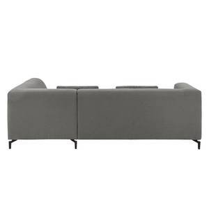 Ecksofa Rosewood Webstoff Rauchgrau - Ottomane davorstehend rechts - Mit Hocker