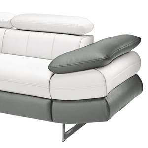 Canapé d'angle Ross Imitation cuir - Gris foncé / Blanc - Méridienne courte à gauche (vue de face) - Fonction relaxation - Fonction couchage