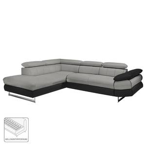 Ecksofa Ross Kunstleder Schwarz / Grau - Longchair davorstehend links - Relaxfunktion