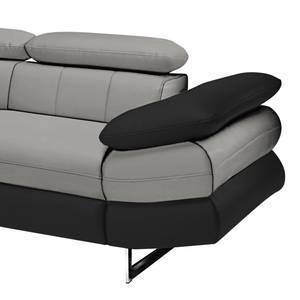 Ecksofa Ross Kunstleder Schwarz / Grau - Longchair davorstehend links - Relaxfunktion