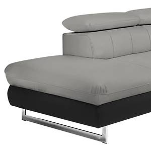 Ecksofa Ross Kunstleder Schwarz / Grau - Longchair davorstehend links - Relaxfunktion