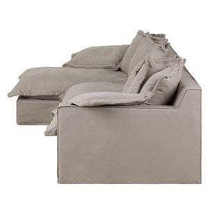 Ecksofa Rouen Webstoff Beige - Longchair davorstehend links