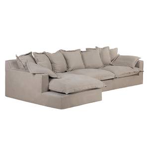 Ecksofa Rouen Webstoff Beige - Longchair davorstehend links