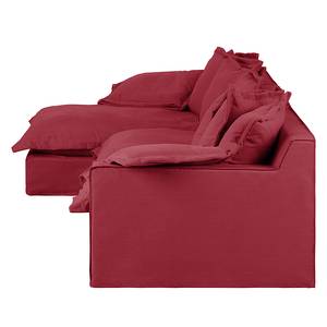 Ecksofa Rouen Webstoff Rot - Longchair davorstehend links