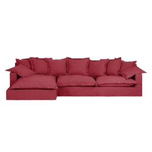 Ecksofa Rouen Webstoff Rot - Longchair davorstehend links