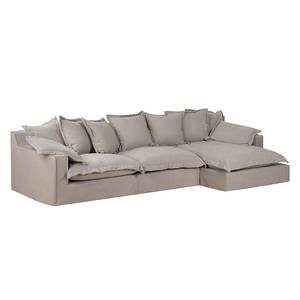 Ecksofa Rouen Webstoff Beige - Longchair davorstehend rechts