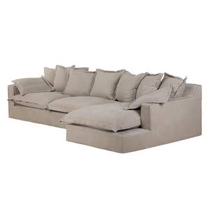 Ecksofa Rouen Webstoff Beige - Longchair davorstehend rechts