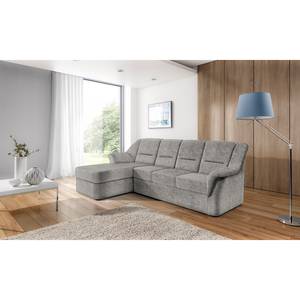 Ecksofa Ruxby (mit Schlaffunktion) Microfaser - Platin - Longchair davorstehend links