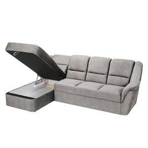 Ecksofa Ruxby (mit Schlaffunktion) Microfaser - Platin - Longchair davorstehend links