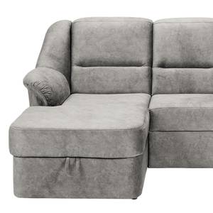 Ecksofa Ruxby (mit Schlaffunktion) Microfaser - Platin - Longchair davorstehend links