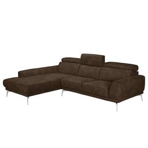 Ecksofa Ryley Kunstleder Antiklederlook - Braun - Longchair davorstehend links