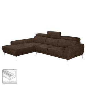 Ecksofa Ryley Kunstleder Antiklederlook - Braun - Longchair davorstehend links