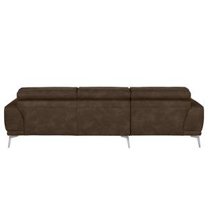 Ecksofa Ryley Kunstleder Antiklederlook - Braun - Longchair davorstehend links