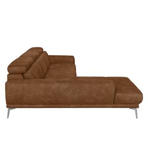 Ecksofa Ryley Kunstleder Antiklederlook - Cognac - Longchair davorstehend links