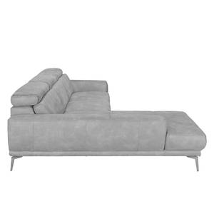 Canapé d'angle Ryley Imitation cuir - Granit - Méridienne courte à gauche (vue de face)