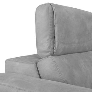 Canapé d'angle Ryley Aspect cuir vieilli - Granit - Méridienne courte à gauche (vue de face)