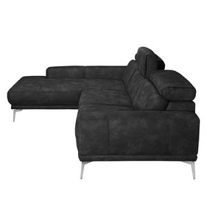 Ecksofa Ryley Kunstleder Antiklederlook - Schwarz - Longchair davorstehend links