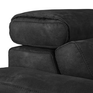 Ecksofa Ryley Kunstleder Antiklederlook - Schwarz - Longchair davorstehend rechts