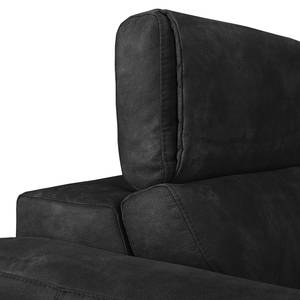 Ecksofa Ryley Kunstleder Antiklederlook - Schwarz - Longchair davorstehend links