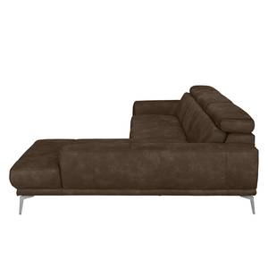 Ecksofa Ryley Kunstleder Antiklederlook - Braun - Longchair davorstehend rechts