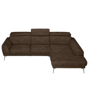 Ecksofa Ryley Kunstleder Antiklederlook - Braun - Longchair davorstehend rechts