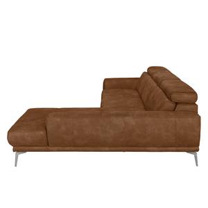 Ecksofa Ryley Kunstleder Antiklederlook - Cognac - Longchair davorstehend rechts