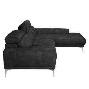 Canapé d'angle Ryley Imitation cuir - Noir - Méridienne courte à droite (vue de face)