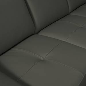 Canapé d'angle Saltia I Cuir véritable - Gris - Méridienne courte à droite (vue de face) - Fonction couchage - Coffre de lit