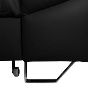 Canapé d'angle Saltia I Cuir véritable - Noir - Méridienne courte à gauche (vue de face) - Fonction couchage - Coffre de lit