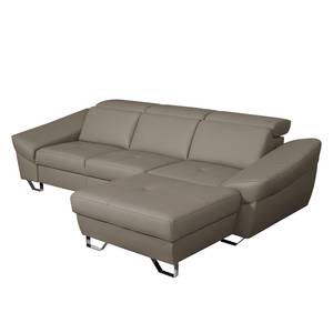 Ecksofa Saltia I Echtleder Taupe - Longchair davorstehend rechts - Keine Funktion