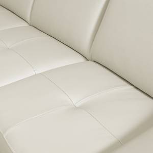 Canapé d'angle Saltia I Cuir véritable - Blanc - Méridienne courte à gauche (vue de face) - Fonction couchage - Coffre de lit