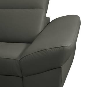 Ecksofa Saltia I Echtleder Grau - Longchair davorstehend links - Keine Funktion