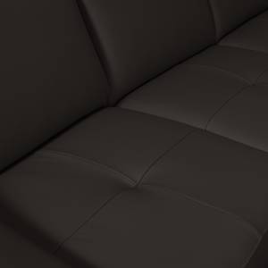 Canapé d'angle Saltia I Cuir véritable - Marron foncé - Méridienne courte à droite (vue de face) - Fonction couchage - Coffre de lit