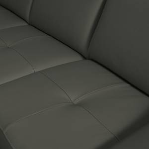Canapé d'angle Saltia II Cuir véritable - Gris - Méridienne longue à gauche (vue de face) - Fonction couchage - Coffre de lit