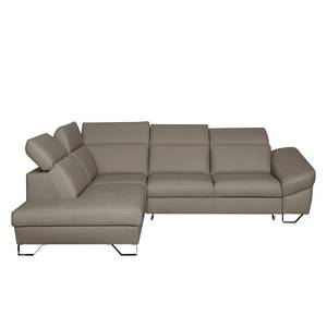 Ecksofa Saltia II Echtleder Taupe - Ottomane davorstehend links - Keine Funktion