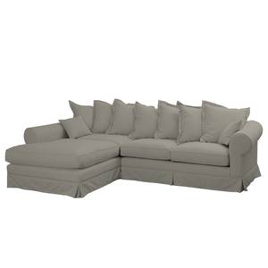 Ecksofa Saltum Webstoff Matt Sandgrau - Longchair davorstehend links