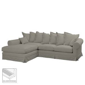 Ecksofa Saltum Webstoff Matt Sandgrau - Longchair davorstehend links