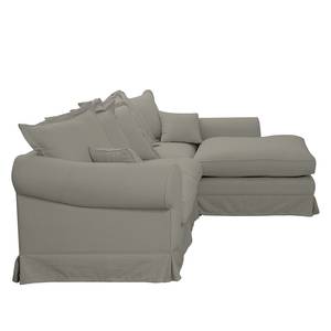 Ecksofa Saltum Webstoff Matt Sandgrau - Longchair davorstehend rechts