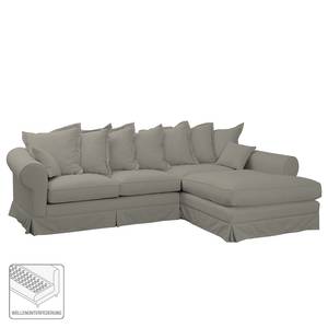 Ecksofa Saltum Webstoff Matt Sandgrau - Longchair davorstehend rechts