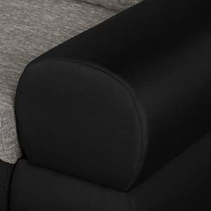 Canapé d'angle Samuro (convertible) Tissage à plat / Tissu structuré - Noir / Gris clair - Méridienne courte à gauche (vue de face)