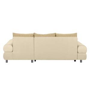 Ecksofa Samuro mit Schlaffunktion - Flachgewebe / Strukturstoff - Beige - Longchair davorstehend rechts