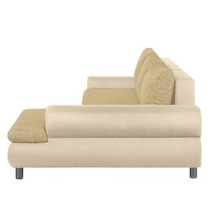 Ecksofa Samuro mit Schlaffunktion - Flachgewebe / Strukturstoff - Beige - Longchair davorstehend rechts