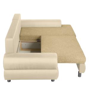 Ecksofa Samuro mit Schlaffunktion - Flachgewebe / Strukturstoff - Beige - Longchair davorstehend rechts