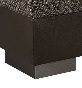 Canapé d'angle San Pedro Imitation cuir / Tissu structuré - Marron foncé - Méridienne courte à gauche (vue de face)