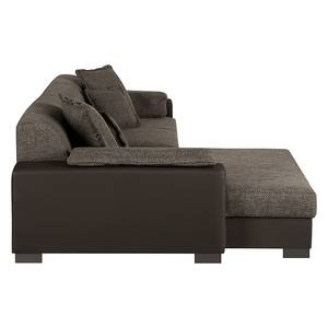 Ecksofa San Pedro Kunstleder / Strukturstoff - Dunkelbraun - Longchair davorstehend links