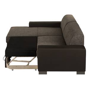 Ecksofa San Pedro Kunstleder / Strukturstoff - Dunkelbraun - Longchair davorstehend links