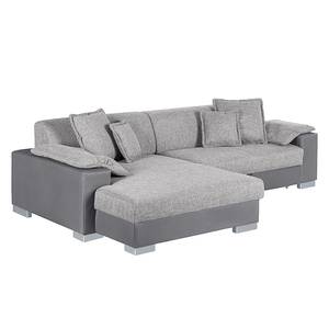 Ecksofa San Pedro Kunstleder / Strukturstoff - Grau - Longchair davorstehend links